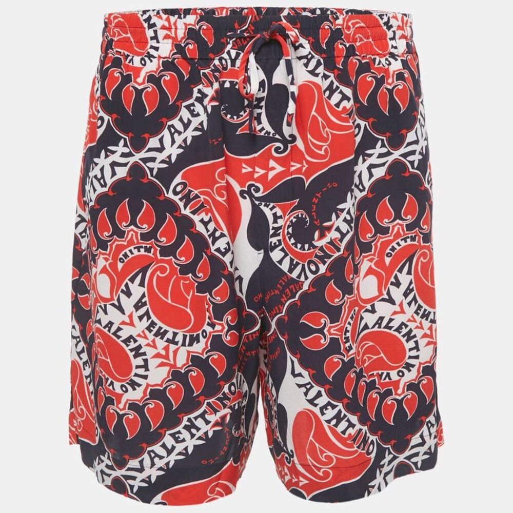Valentino Red/blue Printed Silk Shorts L